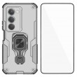 WANLONFENG Защитен калъф с Протектор за Xiaomi Redmi 15 5G/4G | Удароустойчив PC+TPU, Стойка, Темперирано стъкло|Цвят:  Черен, Сив, Син, Лилав, Зелен