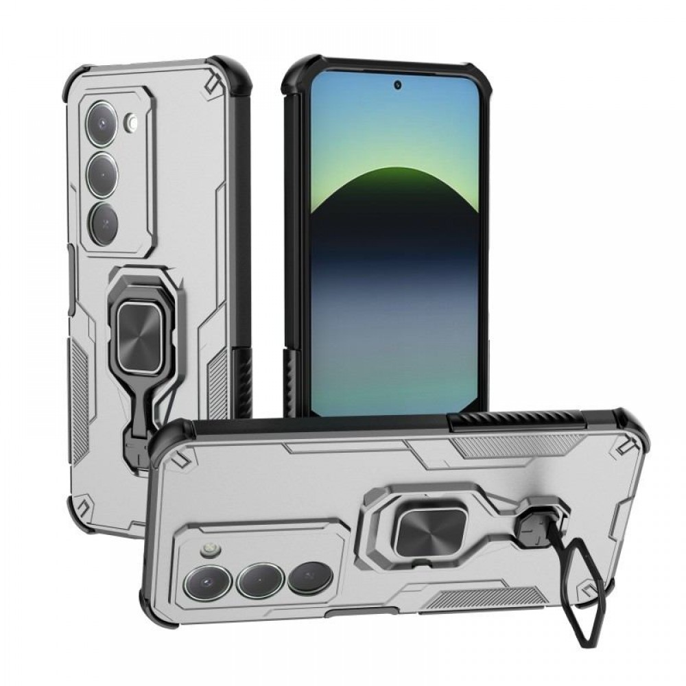 WANLONFENG Защитен калъф с Протектор за Xiaomi Redmi 15 5G/4G | Удароустойчив PC+TPU, Стойка, Темперирано стъкло|Цвят:  Черен, Сив, Син, Лилав, Зелен