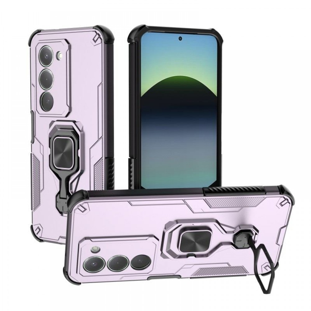 WANLONFENG Защитен калъф с Протектор за Xiaomi Redmi 15 5G/4G | Удароустойчив PC+TPU, Стойка, Темперирано стъкло|Цвят:  Черен, Сив, Син, Лилав, Зелен