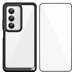 WANLONFENG XC Series Защитен калъф с Протектор за Xiaomi Redmi 15 5G/ 4G | Удароустойчив TPU,Темперирано стъкло|цвят: Черен, Син, Светлосин, Сив