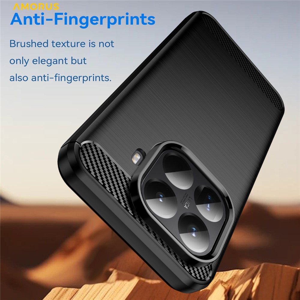 Защитен калъф AMORUS  за Xiaomi 15T Pro | TPU, Въглеродна текстура | Вкл. Протектор | Черен, Червен, Тъмносин