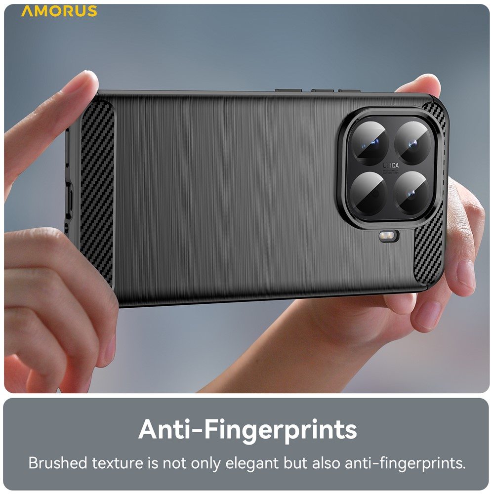 Защитен калъф AMORUS  за Xiaomi 15T Pro | TPU, Въглеродна текстура | Вкл. Протектор | Черен, Червен, Тъмносин
