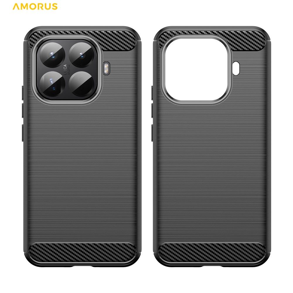 Защитен калъф AMORUS  за Xiaomi 15T Pro | TPU, Въглеродна текстура | Вкл. Протектор | Черен, Червен, Тъмносин