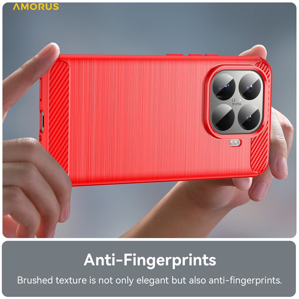 Защитен калъф AMORUS  за Xiaomi 15T Pro | TPU, Въглеродна текстура | Вкл. Протектор | Черен, Червен, Тъмносин