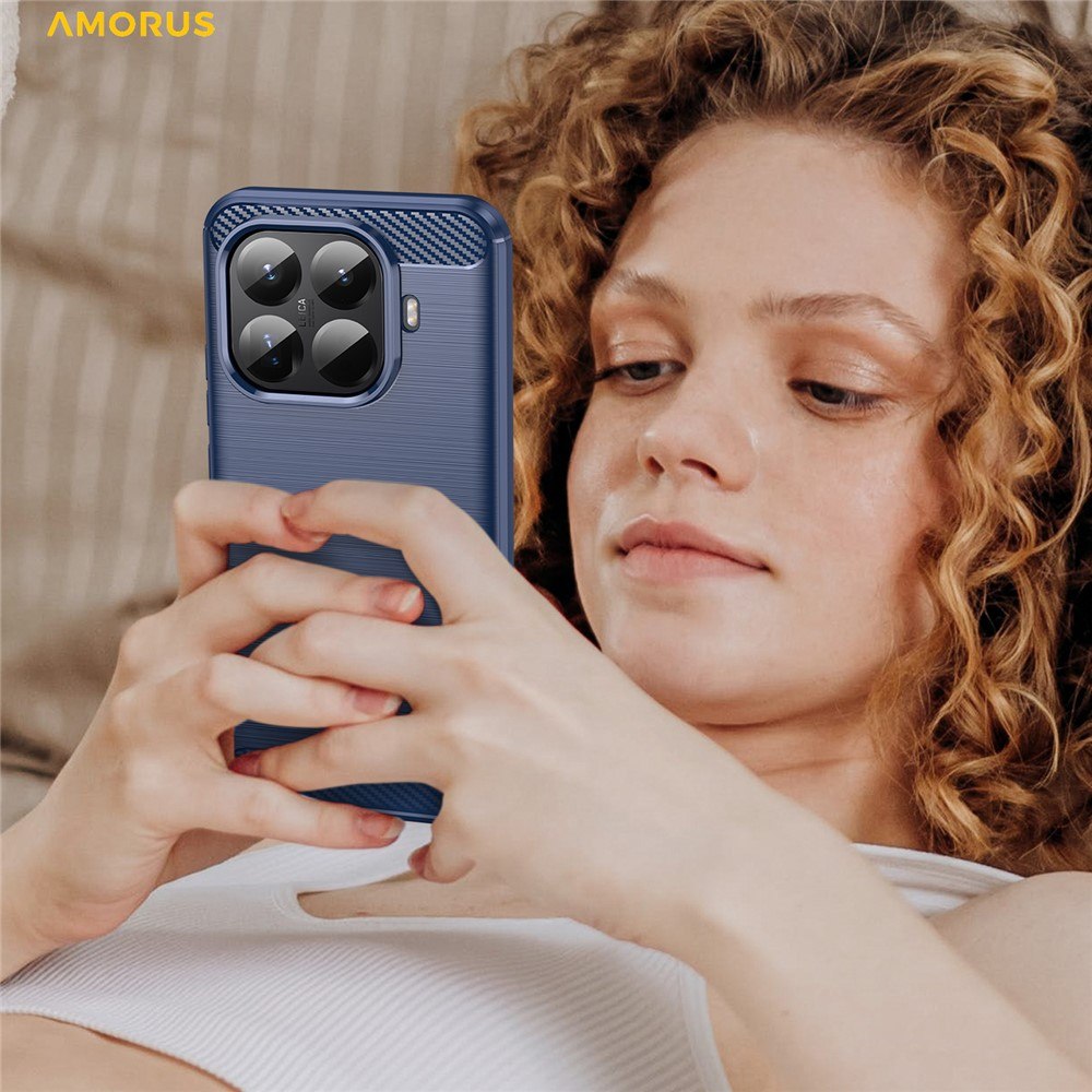 Защитен калъф AMORUS  за Xiaomi 15T Pro | TPU, Въглеродна текстура | Вкл. Протектор | Черен, Червен, Тъмносин