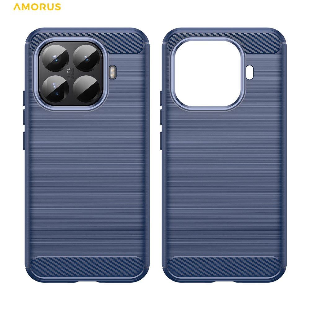 Защитен калъф AMORUS  за Xiaomi 15T Pro | TPU, Въглеродна текстура | Вкл. Протектор | Черен, Червен, Тъмносин