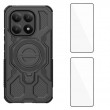 WANLONFENG Калъф (PC + TPU) със Стойка за Xiaomi 15T | 2 бр. Стъклени Протектори | Усилена защита | 4 Цвята
