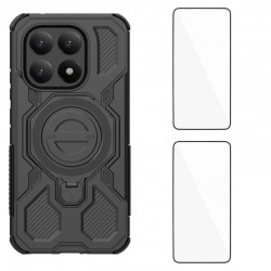 WANLONFENG Калъф (PC + TPU) със Стойка за Xiaomi 15T | 2 бр. Стъклени Протектори | Усилена защита | 4 Цвята