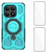 WANLONFENG Калъф (PC + TPU) със Стойка за Xiaomi 15T | 2 бр. Стъклени Протектори | Усилена защита | 4 Цвята