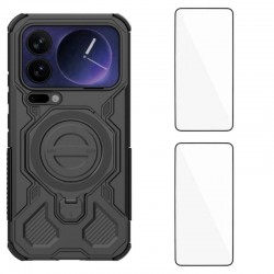 WANLONFENG KJ Калъф за Xiaomi 17 Pro - PC+TPU, Скрита стойка, 2 стъкла, Голям отвор, 4 цвята