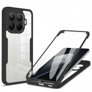 Защитен калъф + PET Протектор за Xiaomi 15T Pro | Акрил + TPU, Прозрачен дизайн, 360° Защита, 6 Цветни рамки