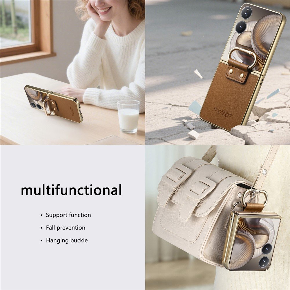 Xiaomi Mix Flip 2 калъф – PC+PU кожа, метално покритие, халка подставка, протектор, 4 цвята