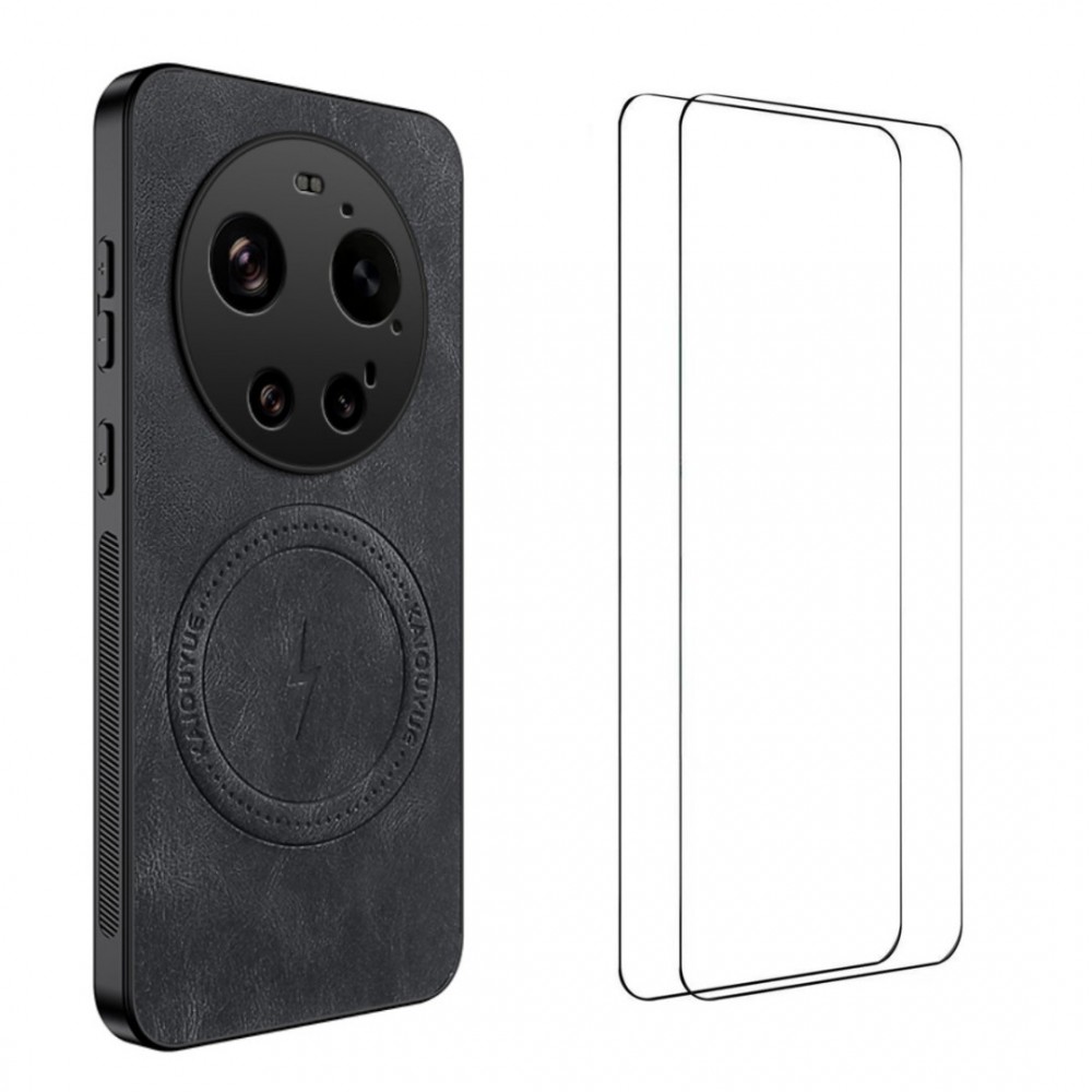 WANLONFENG SD Магнитен Калъф за Xiaomi 17 Ultra 5G - PC+TPU, Nappa текстура, 2 стъкла, 4 цвята