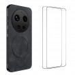 WANLONFENG SD Магнитен Калъф за Xiaomi 17 Ultra 5G - PC+TPU, Nappa текстура, 2 стъкла, 4 цвята