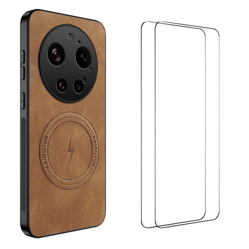WANLONFENG SD Магнитен Калъф за Xiaomi 17 Ultra 5G - PC+TPU, Nappa текстура, 2 стъкла, 4 цвята