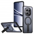 Магнитен калъф за Xiaomi Poco M8 5G / Redmi Note 15 5G с Мрежеста Текстура и Стойка- PC+TPU, 3D Вентилационен дизайн, Вкл. Протектор- 6 Цвята