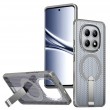 Магнитен калъф за Xiaomi Poco M8 5G / Redmi Note 15 5G с Мрежеста Текстура и Стойка- PC+TPU, 3D Вентилационен дизайн, Вкл. Протектор- 6 Цвята