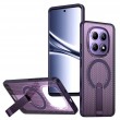 Магнитен калъф за Xiaomi Poco M8 5G / Redmi Note 15 5G с Мрежеста Текстура и Стойка- PC+TPU, 3D Вентилационен дизайн, Вкл. Протектор- 6 Цвята