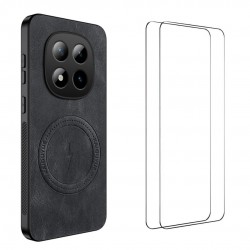 Магнитен калъф WANLONFENG SD за Xiaomi Poco M8 Pro 5G / Xiaomi Redmi Note 15 Pro+ 5G (Global) - PC+TPU, Напа Текстура, 2 бр. Протектор- 4 Цвята