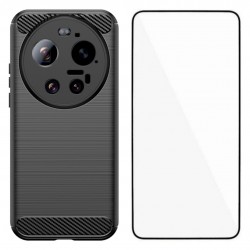 WANLONFENG LS Калъф за Xiaomi 17 Ultra 5G - TPU, Четкана текстура, С включено стъкло, 3 цвята