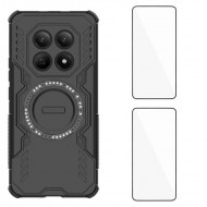 Магнитен калъф WANLONFENG DJ за Xiaomi Poco M8 5G / Redmi Note 15 5G с 2 бр. Стъклени Протектори - PC+TPU - 4 Цвята