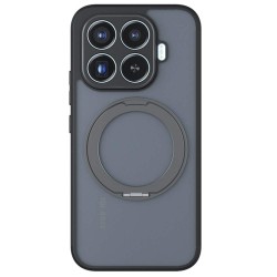 Магнитен Калъф за Xiaomi 17T Pro Matte Skin-touch със Стойка и Протектор – Прозрачен черен