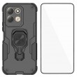 WANLONFENG за Xiaomi Redmi 17 5G / 4G PC + TPU Калъф със Стойка и Стъклен Скрийн Протектор