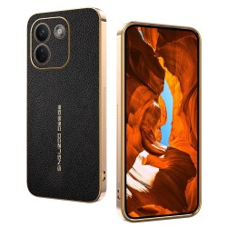 За Xiaomi Redmi Note 17 Pro Max 5G Анти-надраскващ TPU PU Кожен Калъф с Текстура Личи и Скрийн Протектор – Черен / Червен