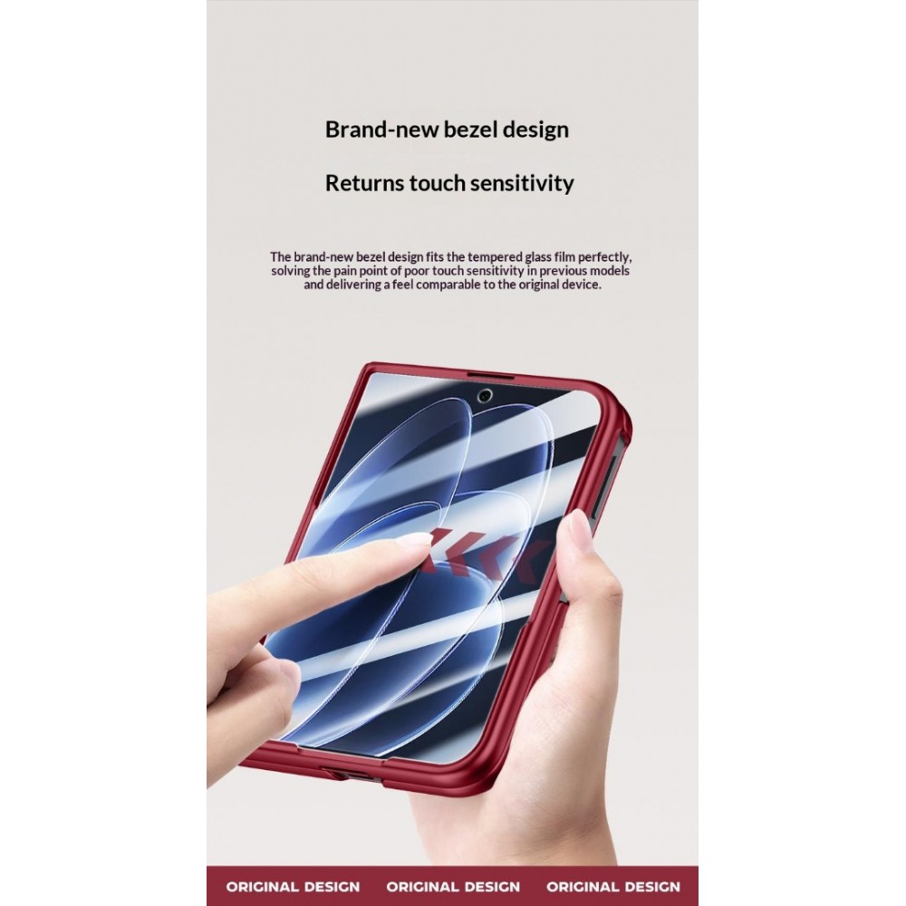 Xiaomi 18 Fold Калъф, 360° Стойка, N52S Магнит и Стъкло – Червен, Черен и Сребрист