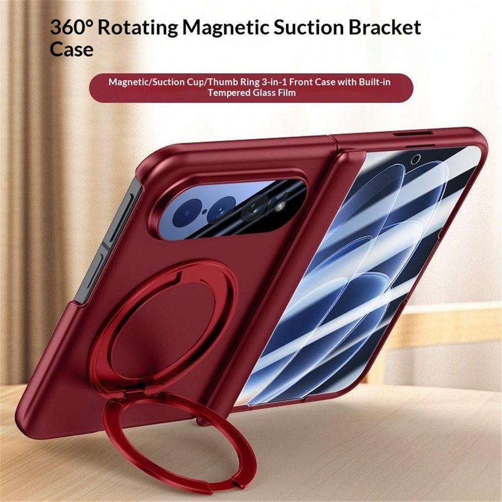 Xiaomi 18 Fold Калъф, 360° Стойка, N52S Магнит и Стъкло – Червен, Черен и Сребрист