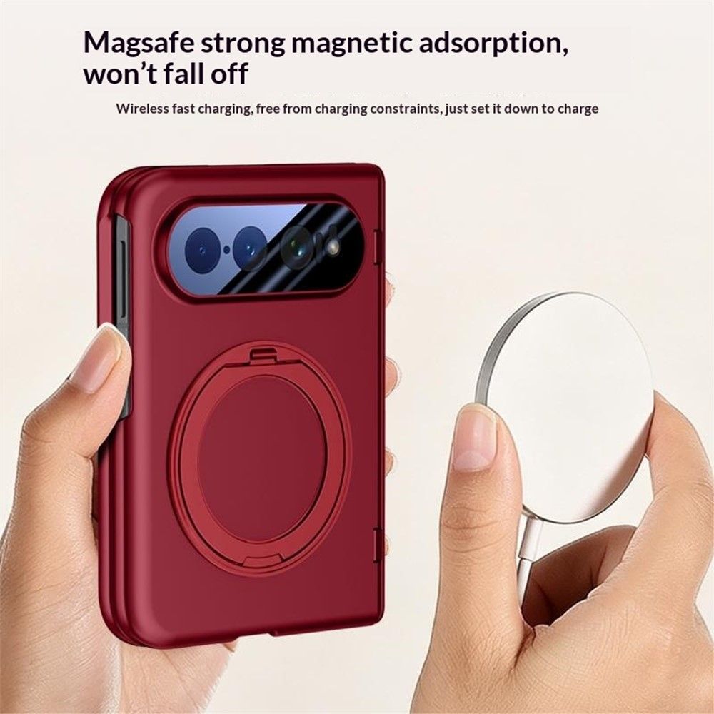 Xiaomi 18 Fold Калъф, 360° Стойка, N52S Магнит и Стъкло – Червен, Черен и Сребрист