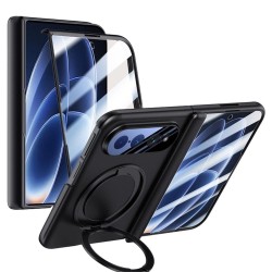 Xiaomi 18 Fold Калъф, 360° Стойка, N52S Магнит и Стъкло – Червен, Черен и Сребрист