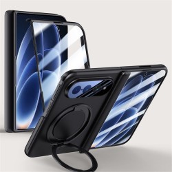 Xiaomi 18 Fold Калъф, 360° Стойка, N52S Магнит и Стъкло – Червен, Черен и Сребрист