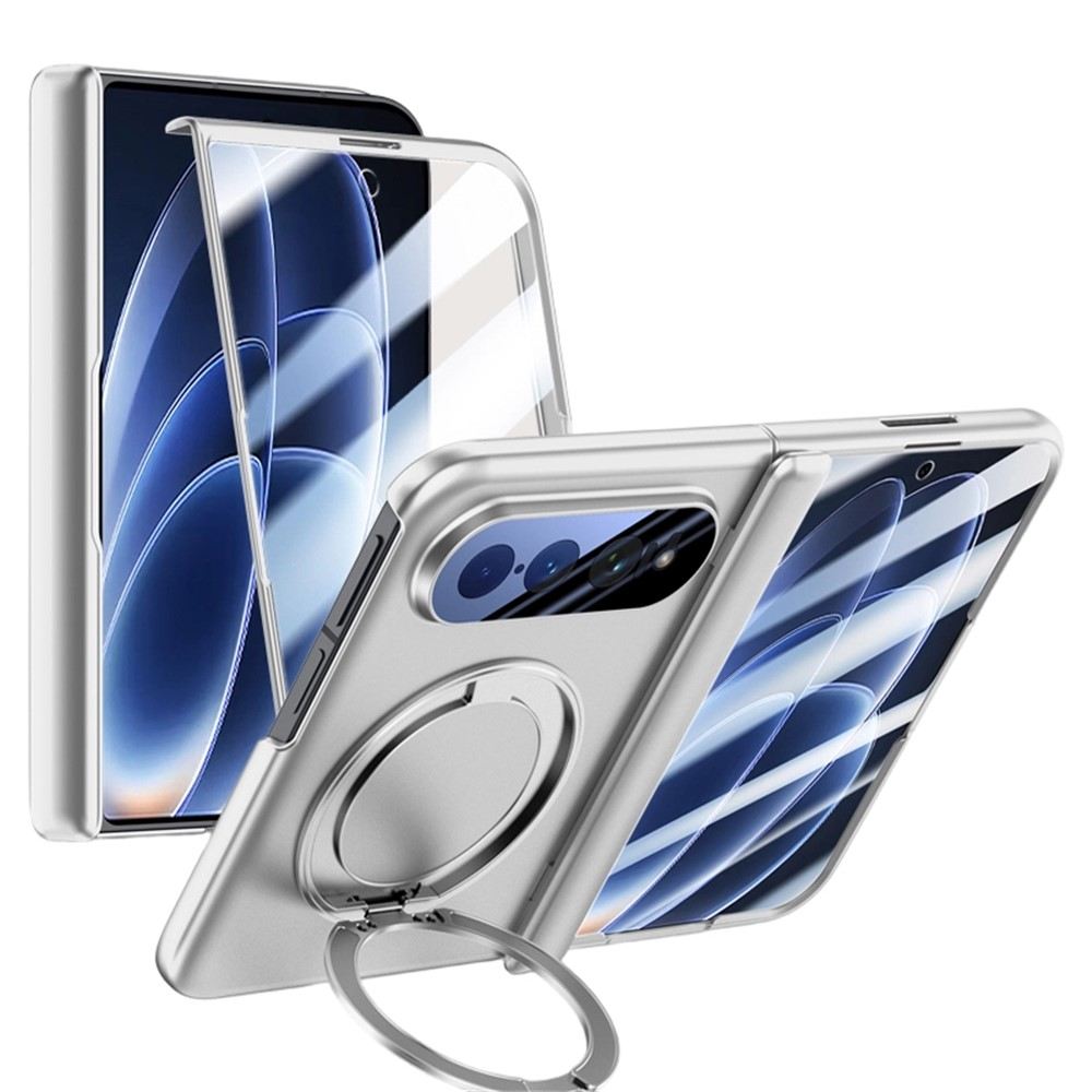 Xiaomi 18 Fold Калъф, 360° Стойка, N52S Магнит и Стъкло – Червен, Черен и Сребрист