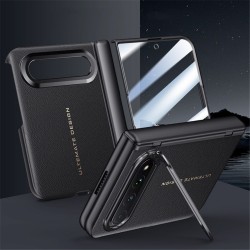 Xiaomi 18 Fold Калъф Кожа и PC, Твърдо Стъкло, Стойка – Черен, Червен и Бял