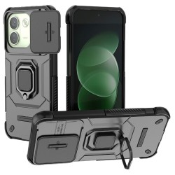 За Xiaomi Redmi Note 17 Pro Max 5G PC TPU Калъф със Завъртаща Стойка и Плъзгащ Капак за Камера със Скрийн Протектор – 4 Цвята
