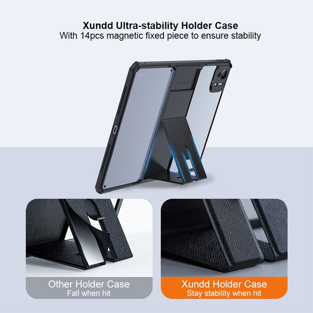 XUNDD калъф за Xiaomi Pad 7 Ultra – TPU+PC, подставка, Airbag, протектор, черен