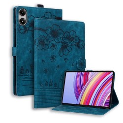 Кожен калъф за Xiaomi Redmi Pad 2 Pro - Дизайн Цвете & Коте, Стойка, Кардхолдер, Джоб за писалка, Протектор, 5 Цвята 