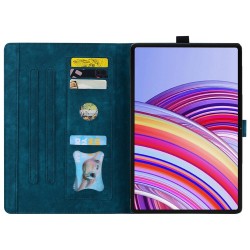 Кожен калъф за Xiaomi Redmi Pad 2 Pro - Дизайн Цвете & Коте, Стойка, Кардхолдер, Джоб за писалка, Протектор, 5 Цвята 