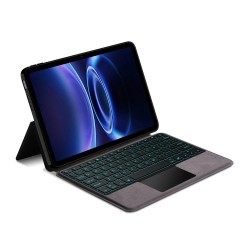 За Xiaomi Redmi Pad 2 SE PU Калъф с Bluetooth Клавиатура, Тъчпад и Подсветка – Черен