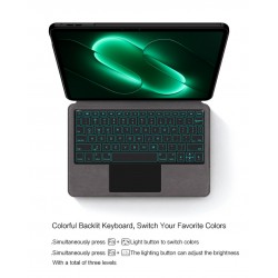 За Xiaomi Pad 9 PU Калъф с Bluetooth Клавиатура, Тъчпад и Подсветка – Черен