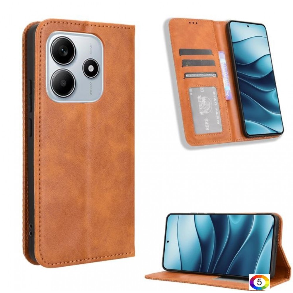 Xiaomi Redmi Note 14 4G Retro Texture Wallet Калъф и Протектор