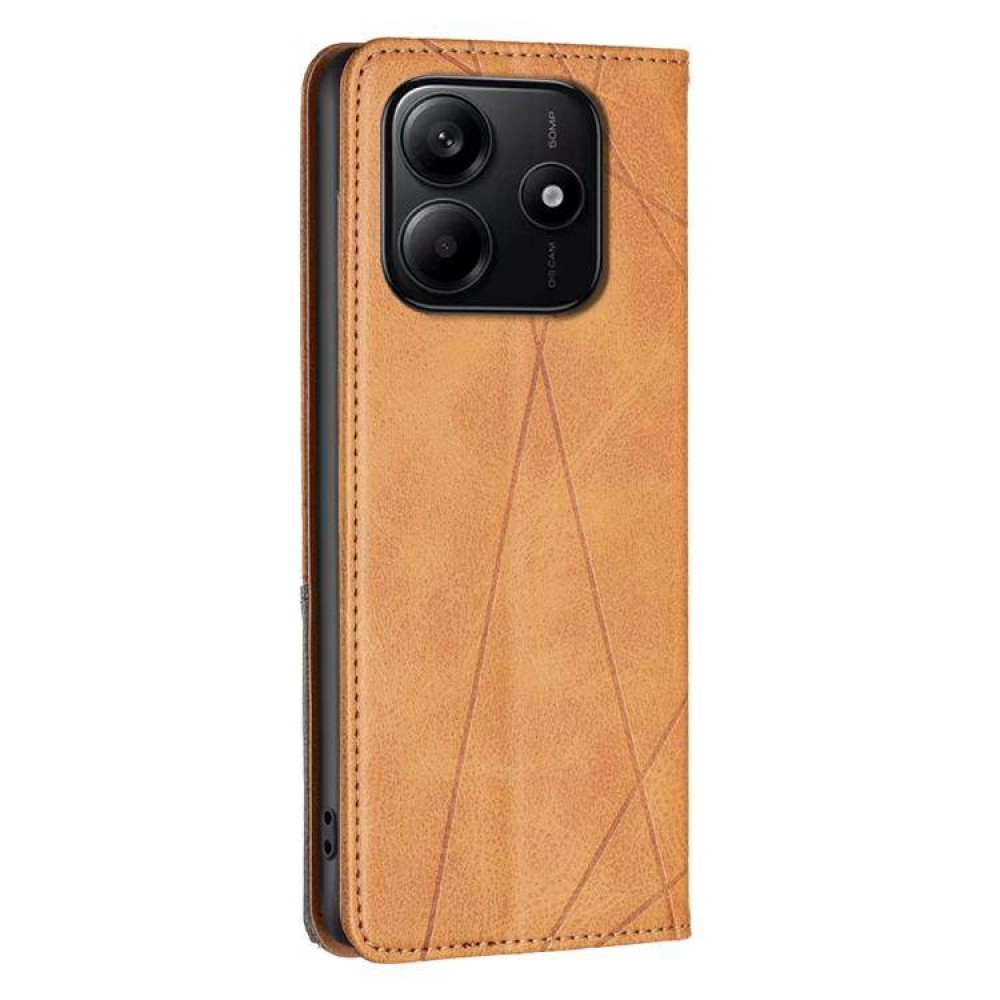 Xiaomi Redmi Note 14 4G Rhombus Texture Magnetic Wallet Кожен Калъф и Протектор