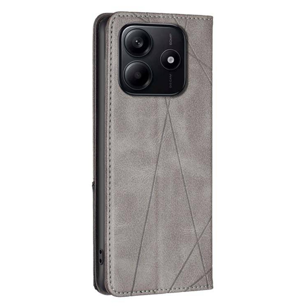Xiaomi Redmi Note 14 4G Rhombus Texture Magnetic Wallet Кожен Калъф и Протектор