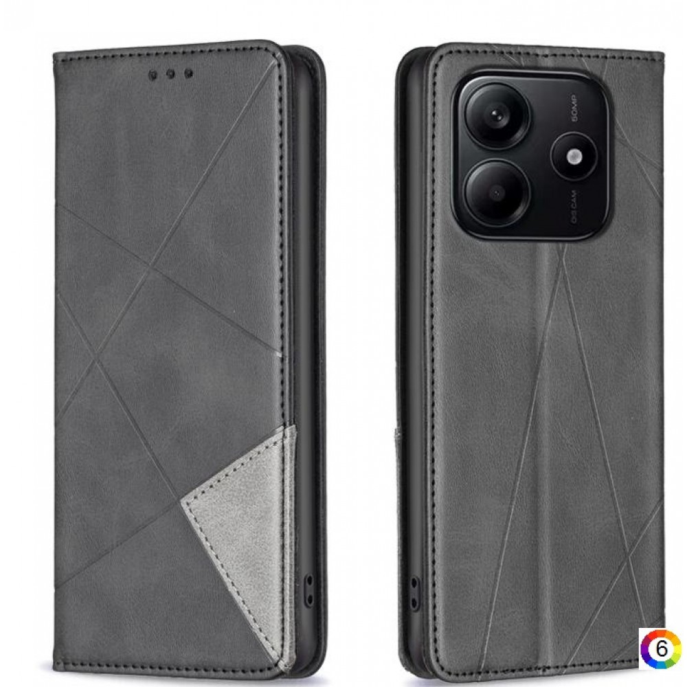 Xiaomi Redmi Note 14 4G Rhombus Texture Magnetic Wallet Кожен Калъф и Протектор