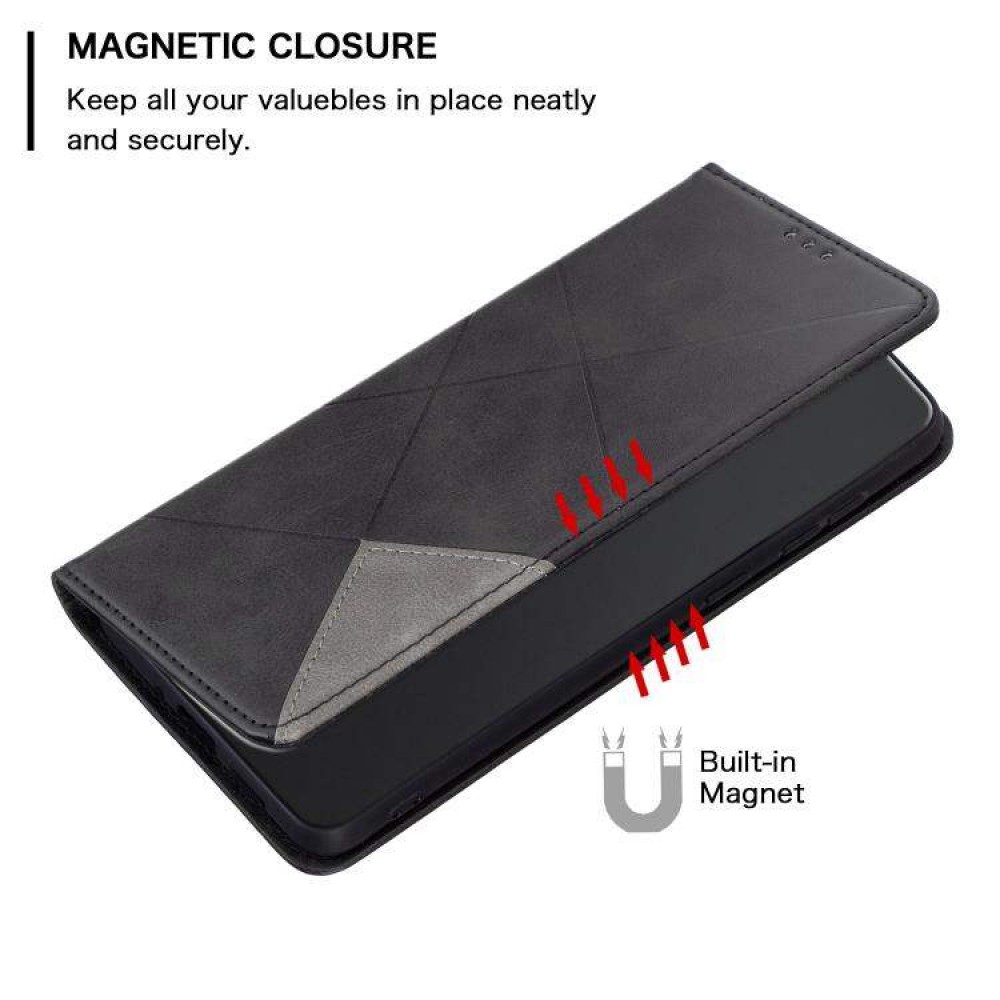 Xiaomi Redmi Note 14 4G Rhombus Texture Magnetic Wallet Кожен Калъф и Протектор