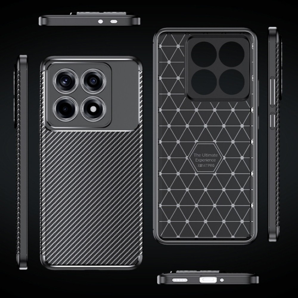 Xiaomi 14T Pro  Удароустойчив Carbon Fiber Калъф и Протектор