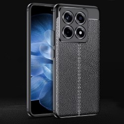 Xiaomi 14T Pro Удароустойчив Litchi Skin Калъф и Протектор