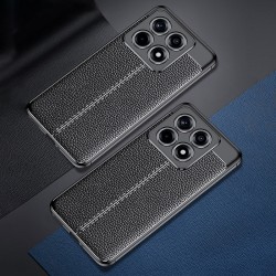 Xiaomi 14T Pro Удароустойчив Litchi Skin Калъф и Протектор
