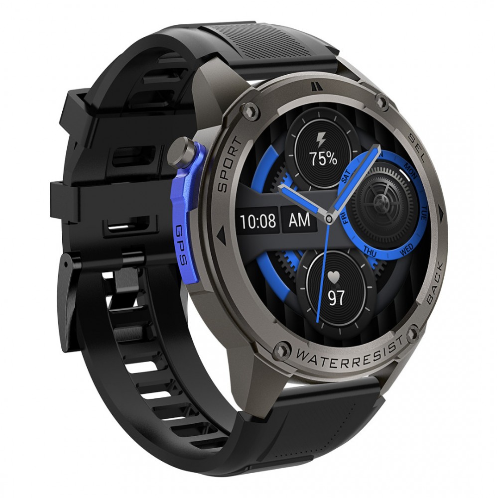 Xmart AM2410B  Смарт часовник- 1.43" AMOLED, GPS, пулс 24/7, SpO2, сън, Bluetooth обаждания, 170 режима, черен